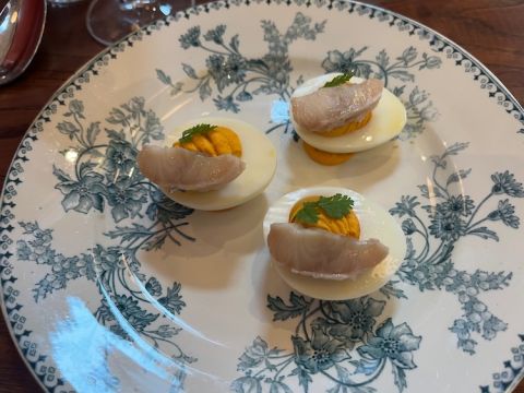 Camille devilled eggs with eel