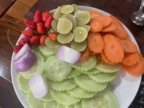 Bhutanese vegetable platter in Bajo