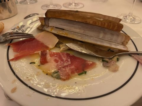 Razor clams and serrano ham