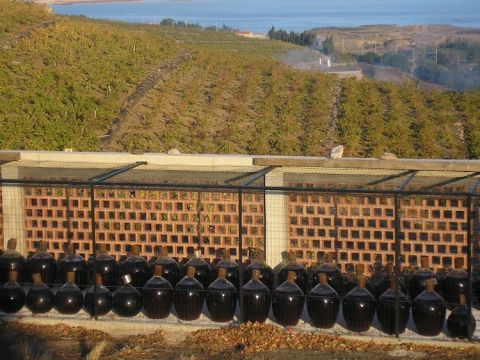Banyuls ageing in glass outside