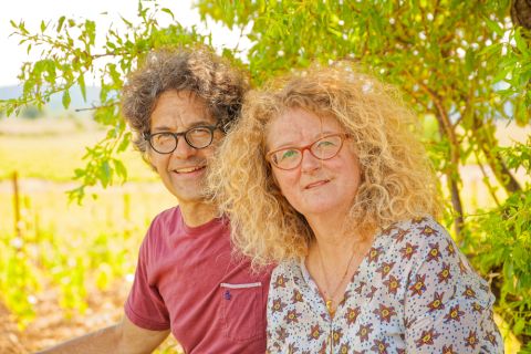 John and Nicola Bojanowski in their vineyards