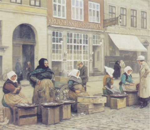 Fisherwomen outside Krogs
