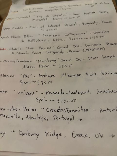 Hunan wine list Jan 2025