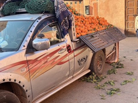 Van selling oranges in Marrakech