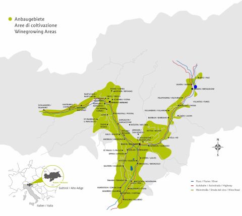 Südtirol winegrowing areas