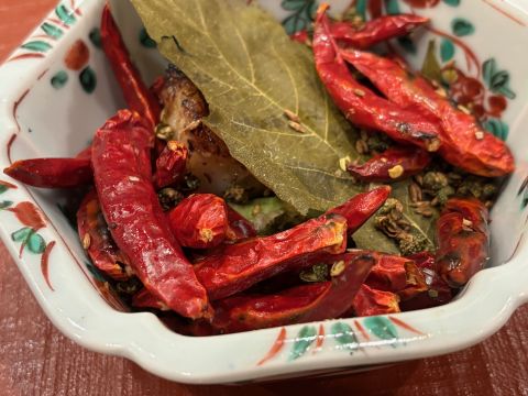 kinki with hot red peppers