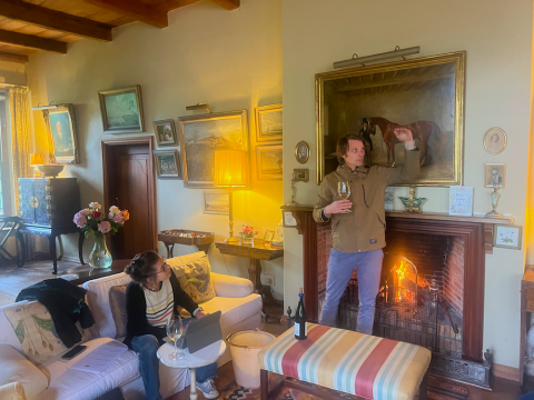 Tasting by the fire in the Natte Valleij drawing room