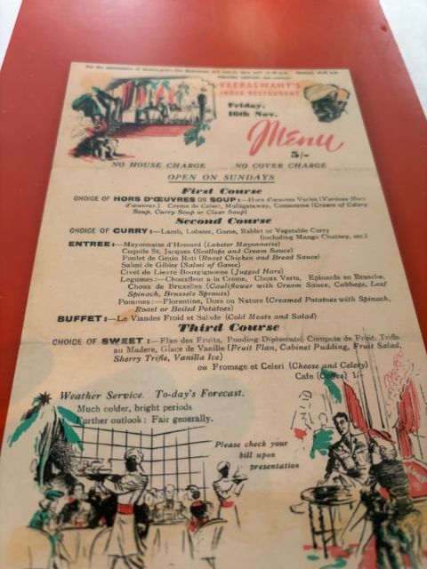 Veeraswamy old menu