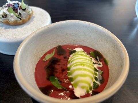 beetroot and horseradish bass tartlet at etch