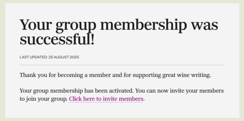 Confirmation message that your group membership is active