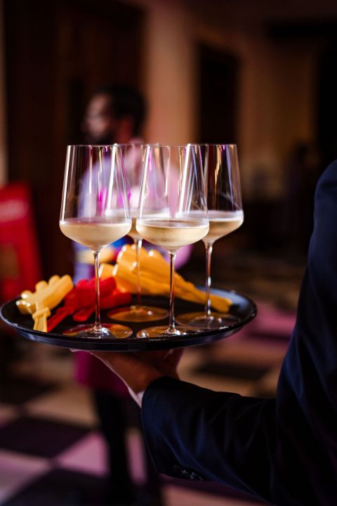 Gusborne sparkling wine and plastic clappers at 67 PM awards 2025