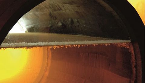 The inside of a barrel of fino covered with a thick layer of flor