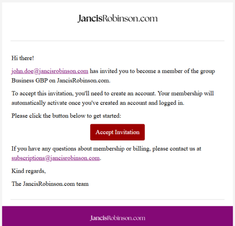 Email invitation for new users