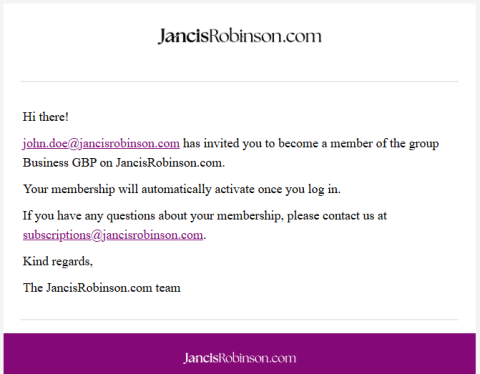 Email invitation for existing users
