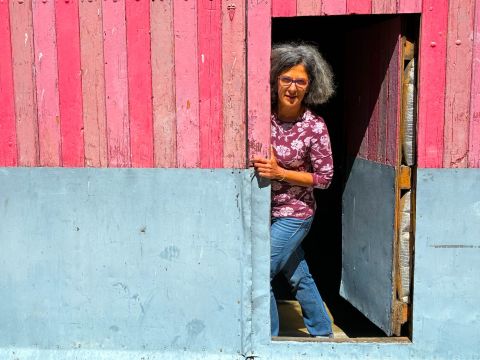 Sophie at her winery door