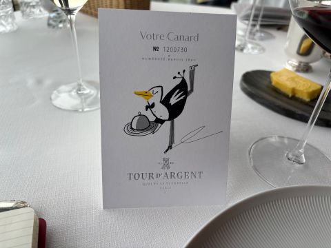 duck card at the Tour d'Argent