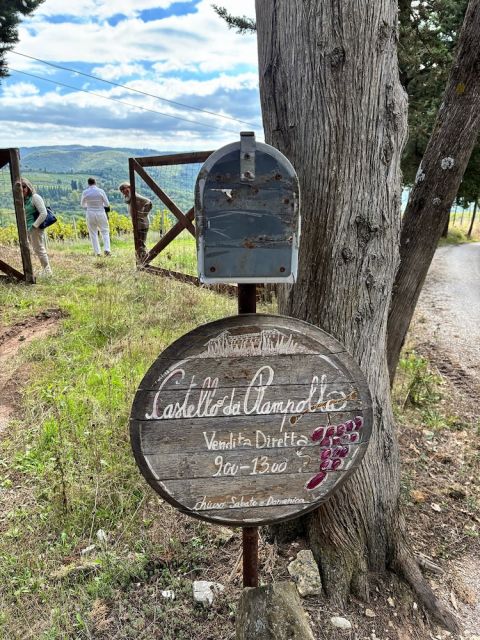 Rampolla barrel at the gate of Alceo vineyard