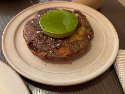 Alta potato disk with mojo verde