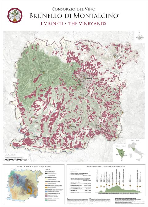 vineyard map of Montalcino