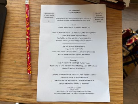 Sportsman menu