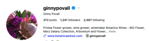Ginny Povall’s Instagram, ‘protea grower’