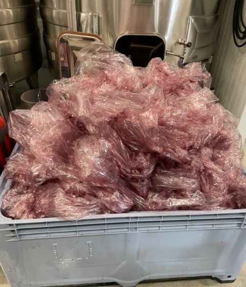 alimentary film after draining the wine