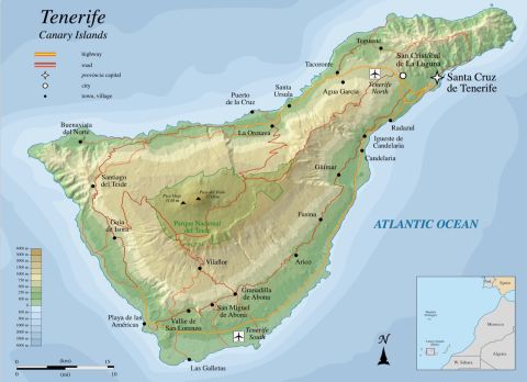 Tenerife map Wikicommons
