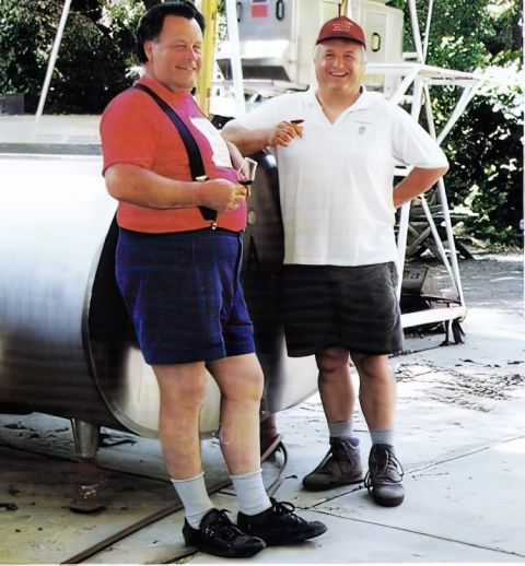 Burt Williams and Ed Selyem with dairy tank