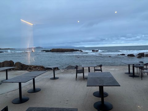 Periplous terrace in rain