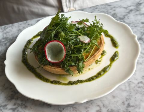 Teal crab tart