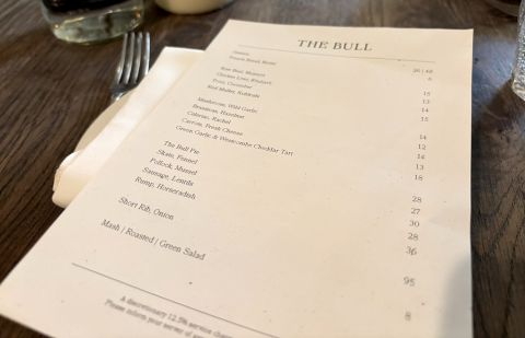 The Bull's menu