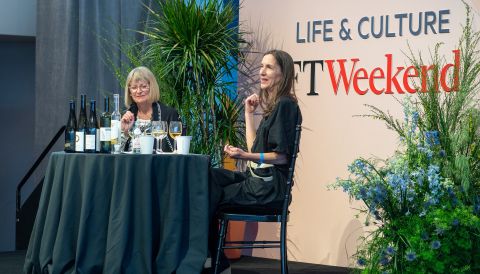 Jancis Robinson and Tara Q. Thomas on the stage at the FT Festival Tasting 2024