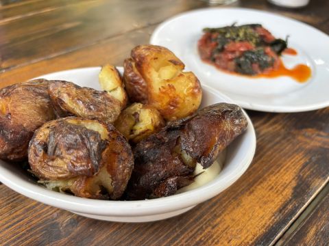 crusty potatoes with aoli at Rocket Stores Boscastle