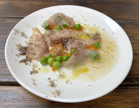 Gurnard ceviche with white soy at The Rocket Store Boscastle
