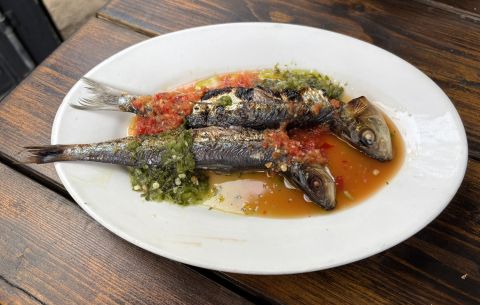 Sardines with fermented chilli at Rocket Stores Boscastle