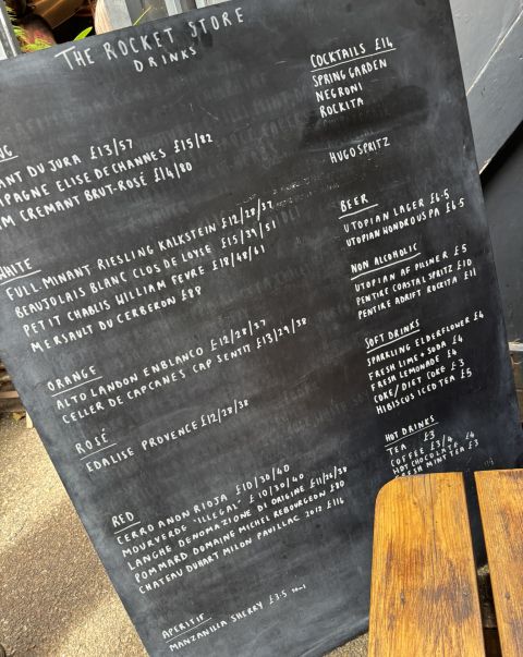 drinks list The Rocket Stores Boscastle