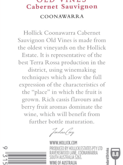 Wine label image for wine_label_image_back