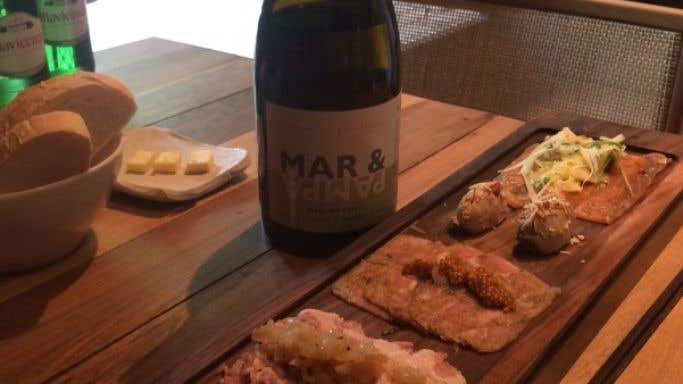 Mar & Pampa wine bottle alongside lunch at Fierro Hotel Buenos Aires