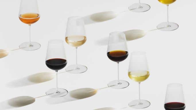 Jancis Robinson x Richard Brendon glasses with different wines