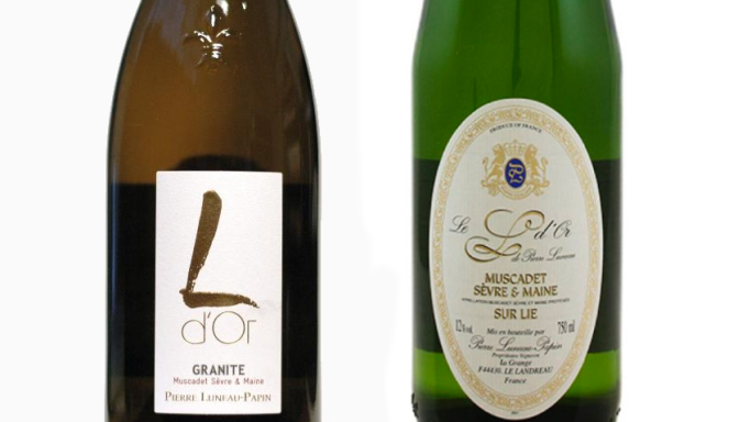 Two labels of Luneau Papin L d'Or Muscadet