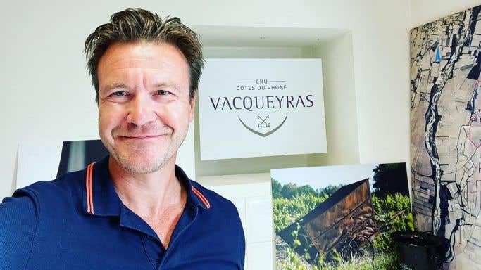 Alistair Cooper MW tasting the 2021s at Vacqueyras HQ