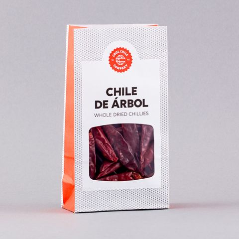 A bag of Cool Chile Co's de arbol chiles